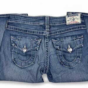 True Religion Blue Denim Capri Jeans Size 27 Y2K 2000s Designer